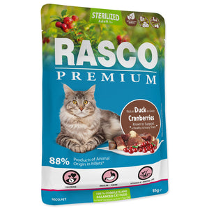RASCO Premium Cat Sterilised, vrećica, bogato pačetinom, u umaku, 85g