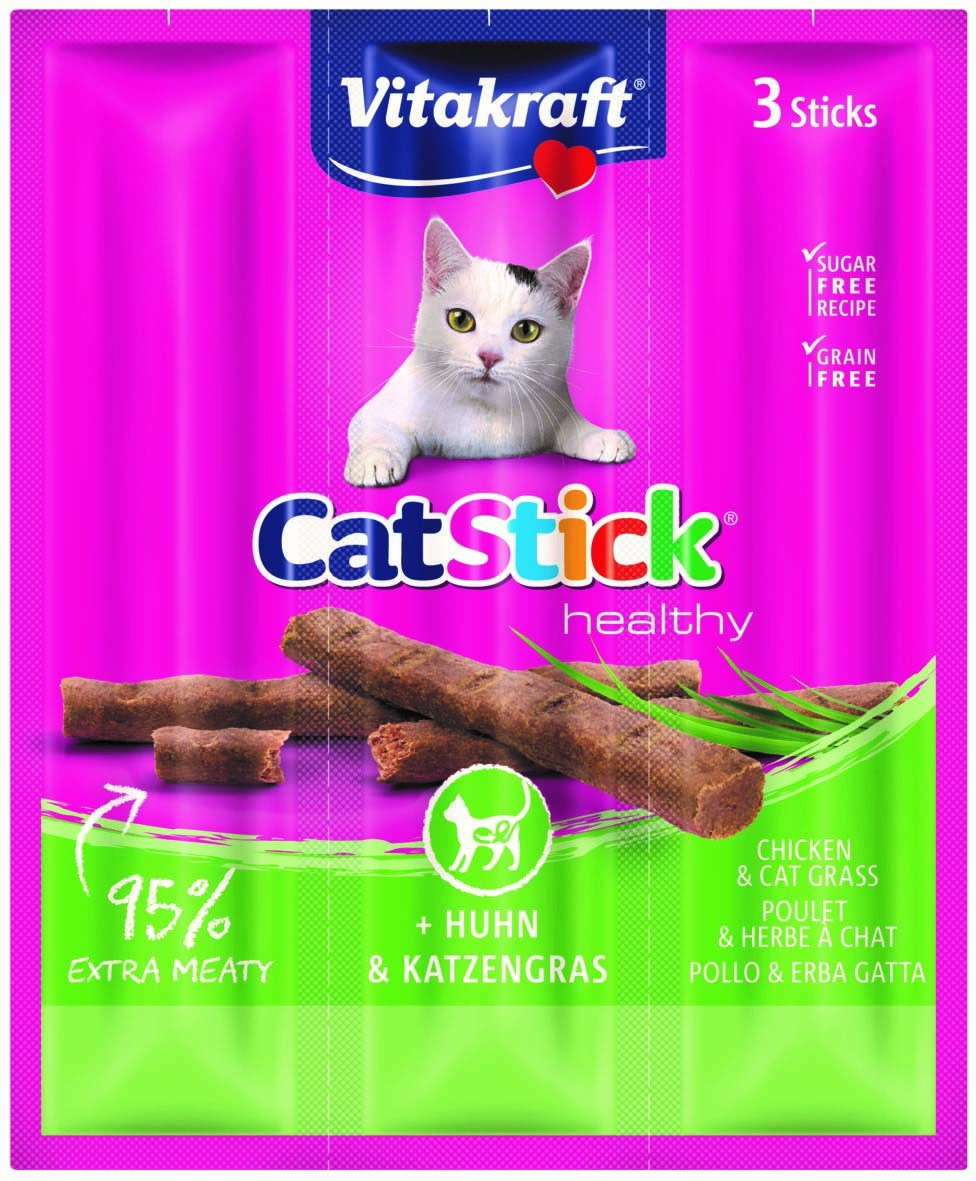 VITAKRAFT Cat Stick, stapici s piletinom i macjom travom, 3 kom/18 g