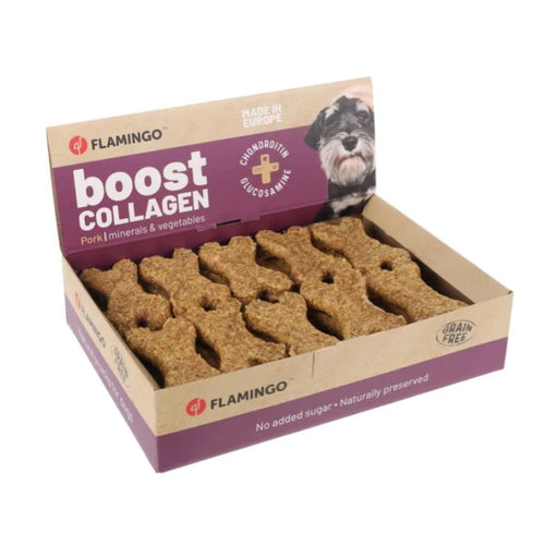 FLAMINGO Boost Bone, kost sa svinjetinom i kolagenom, poslastica za pse, 1kom/24
