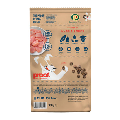 PROOF, Small breed, Piletina, bez žitarica, za male odrasle pse, 900g