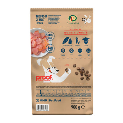 PROOF, Small breed, Piletina s lososom, bez žitarica, za male odrasle pse, 900g