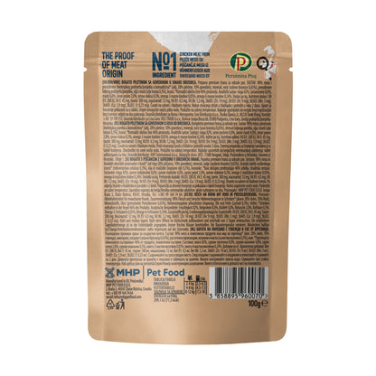 PROOF, Piletina s govedinom, u umaku od brusnice, za odrasle pse, 100g