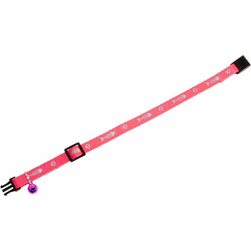 FLAMINGO Ogrlica za macke Riblja kost sa zvoncicem 10mm/30cm, crvena