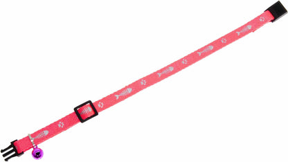 FLAMINGO Ogrlica za macke Riblja kost sa zvoncicem 10mm/30cm, crvena