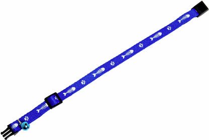 FLAMINGO Ogrlica za macke Riblja kost sa zvoncicem 10mm/30cm, plava