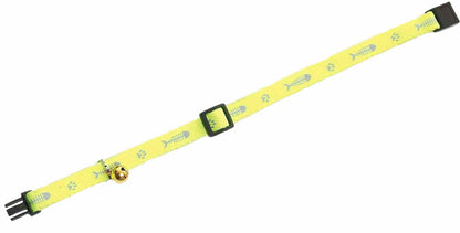 FLAMINGO Ogrlica za macke Riblja kost sa zvoncicem 10mm/30cm, zuta
