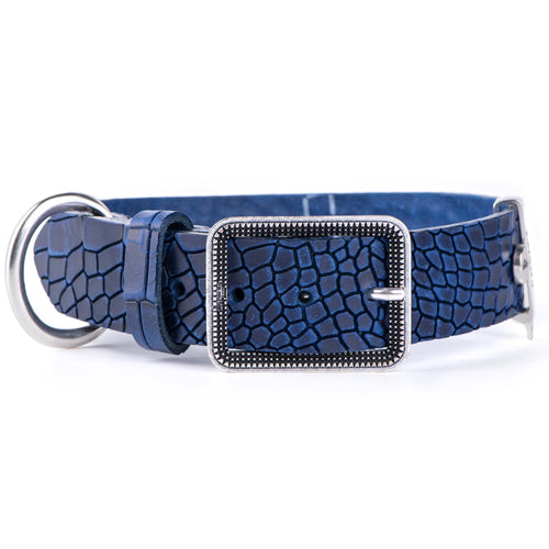 MYFAMILY CLERANCE Ogrlica za pse Tuscon, 2,8cm/37-45cm, kozna plava
