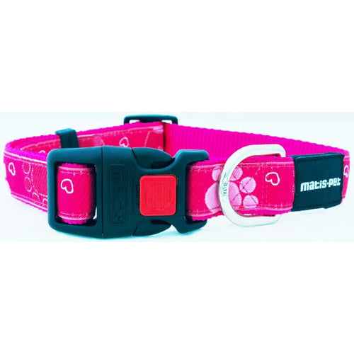 MATIS Klik Ogrlica za psa Matis Design Small 2,5cm/38-52cm, roza srca
