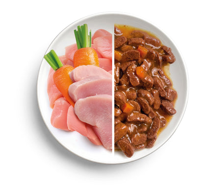 PROOF, Piletina s puretinom, komadići u umaku od mrkve, za odrasle mačke, 85g