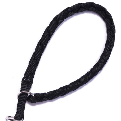 MIPIS Zatezna ogrlica za psa, pletena traka, 1,5cm/70cm, crna