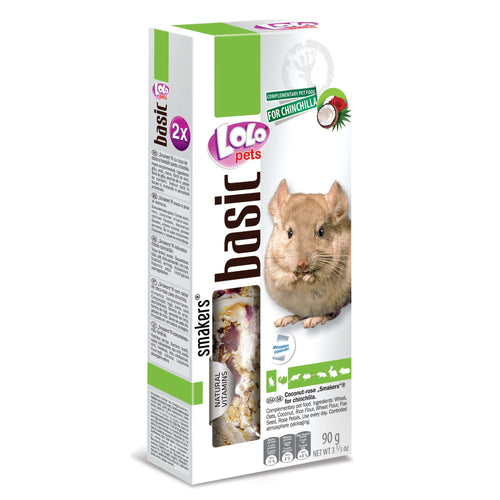 LOLO PETS Stapici s kokosom i ruzinim laticama, za cincile, 2kom/90g
