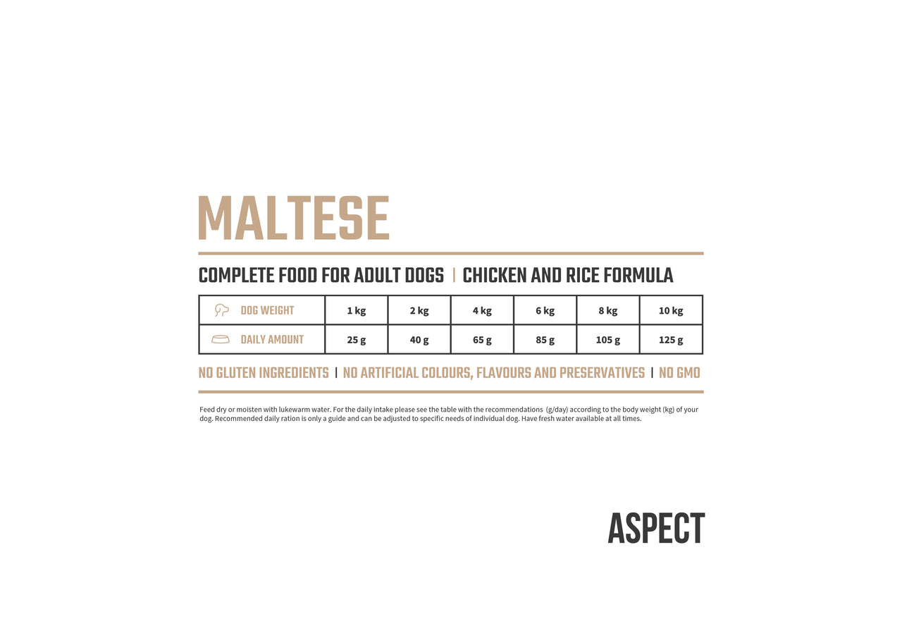 ASPECT Maltese, piletina s rižom, 1 kg