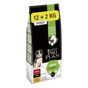 PRO PLAN PUPPY Medium, Opti Start, bogato piletinom, 12+2kg gratis