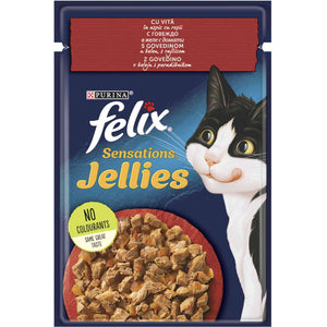 FELIX Sensations Jellies, s govedinom u želeu, s rajčicom, 85g