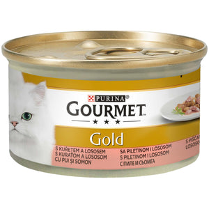 GOURMET Gold s piletinom i lososom, komadići u umaku, 85g