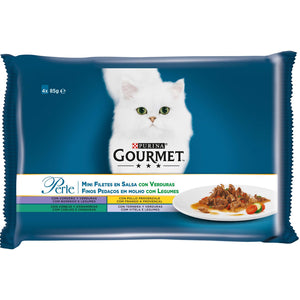 GOURMET Perle Mini fileti (kun., janj., tel., pil.), s povrćem u umaku, 4x85g