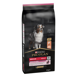 PRO PLAN Medium, Sensitive Skin, Opti Derma, bogato lososom, 14kg