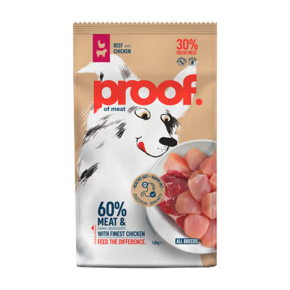 PROOF, Govedina s piletinom, bez žitarica, za odrasle pse, 1,8kg