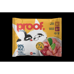 PROOF Hrana za odrasle mačke, piletina, piletina s govedinom, u želeu, 4x85g