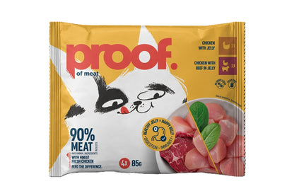 PROOF, Piletina, Piletina s govedinom, za odrasle mačke, 4x85g