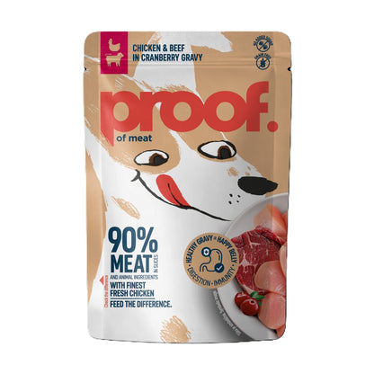 PROOF, Piletina s govedinom, u umaku od brusnice, za odrasle pse, 100g