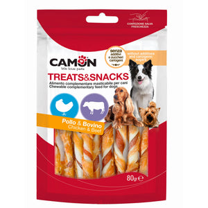 CAMON Poslastica za pse, Rawhide Wrap svinjetina, govedina i piletina, 80g