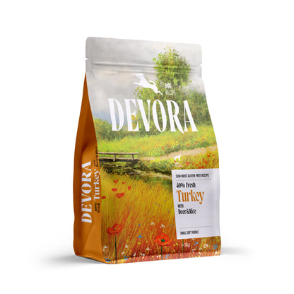 DEVORA Semi-Moist Small Puretina s jelenom i rižom, poluvlažna hrana za pse