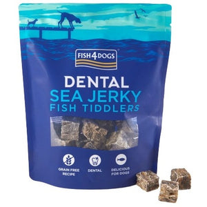 FISH4DOGS Dental Sea Jerky Tiddlers, dentalna poslastica, koža bijele ribe, 115g