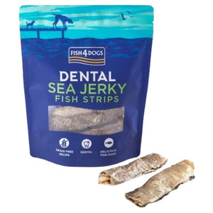 FISH4DOGS Dental Sea Jerky Strips, dentalna poslastica, koža bijele ribe, 100g