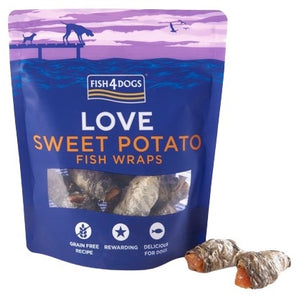 FISH4DOGS Love Sweet potato Wrap, batat s ribljom kožom, 100g