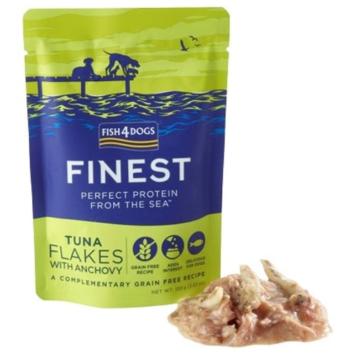 FISH4DOGS Finest Flakes, fileti tunjevine s inćunima, bez žitarica, 100g
