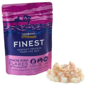 FISH4DOGS Finest Flakes, fileti bijele ribe s lososom, bez žitarica, 100g