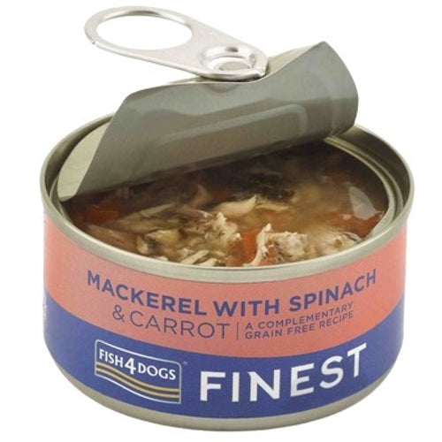 FISH4DOGS Finest, skuša s mrkvom i špinatom, bez žitarica, 85g