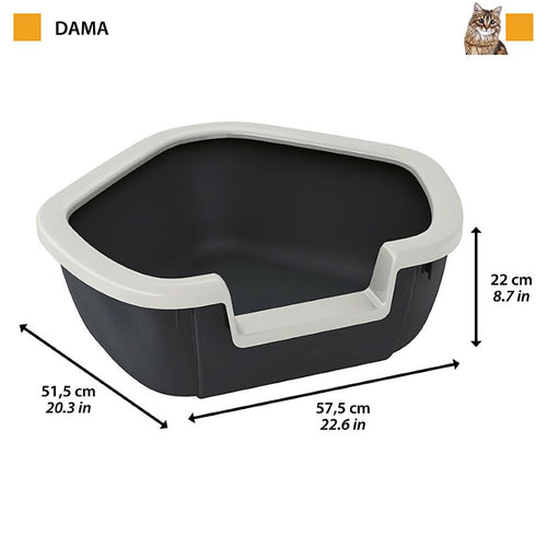 FERPLAST WC za mačke Dama, otvoreni, kutni, reciklirana plastika, 57,5x51,5x22cm