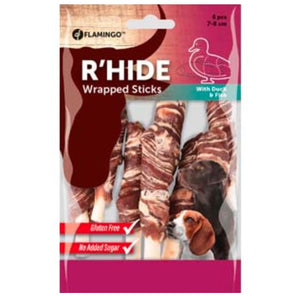 FLAMINGO RHide Wrapped Sticks, žvakalica pačetina s bakalarom, 6kom, 85g