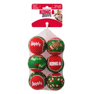 KONG igračka za pse Holiday SqueakAir Balls 6-kom, M, 6,3x6,3x6,3cm
