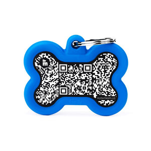 MYFAMILY Hushtag Plus QR CODE Pločica za graviranje Kost, aluminij, plava guma