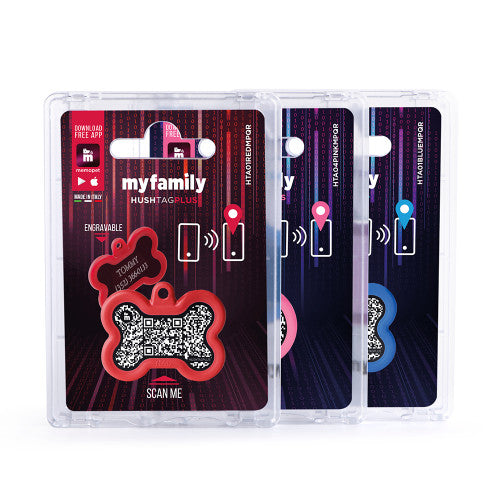 MYFAMILY Hushtag Plus QR CODE Pločica za graviranje Kost, aluminij, crvena guma
