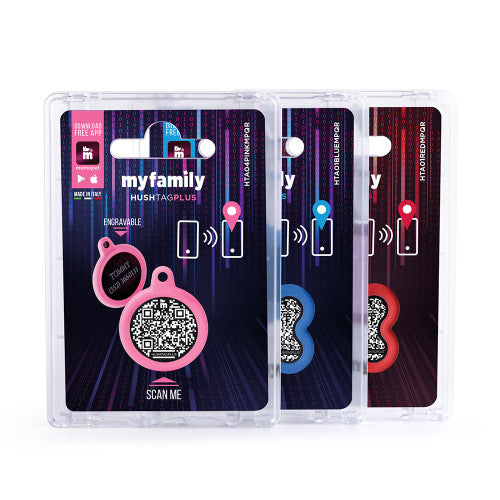 MYFAMILY Hushtag Plus QR CODE Pločica za graviranje Krug, aluminij, roza guma