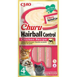 CHURU Hairball Control Piletina, kremasta poslastica za mačke, 4x14g