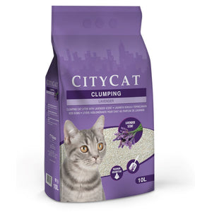 CITYCAT Lavander, grudajući mineralni pijesak za mačke, mirisni, 10l