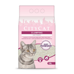 CITYCAT Clumping Baby Powder, grudajući mineralni pijesak za mačke, mirisni, 10l