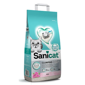 SANICAT White Rose, grudajući mineralni pijesak za mačke, mirisni, 8l