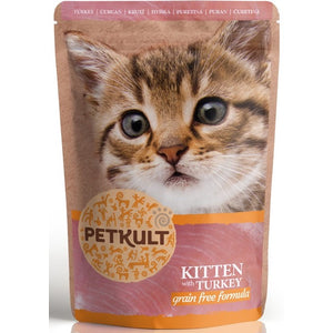 PETKULT KITTEN, pašteta s mesnim komadićima, s puretinom, bez žitarica, 100 g