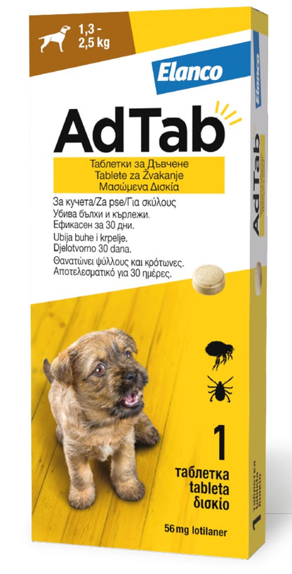 ADTAB tableta za pse, za žvakanje, protiv buha i krpelja