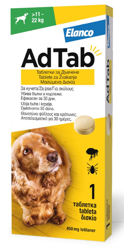 ADTAB tableta za pse, za žvakanje, protiv buha i krpelja