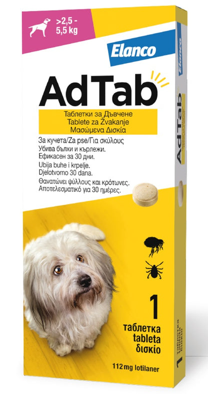ADTAB tableta za pse, za žvakanje, protiv buha i krpelja