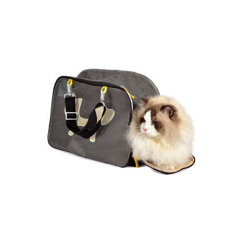 UNITED PETS Torba za mačke Mesh, nosivost do 7kg, crno/žuta, 44x23x28cm