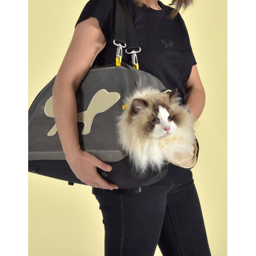 UNITED PETS Torba za mačke Mesh, nosivost do 7kg, crno/žuta, 44x23x28cm