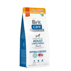 BRIT CARE Hypoallergenic Monoprotein Large Breed, janjetina/riža, 12+2kg NA DAR